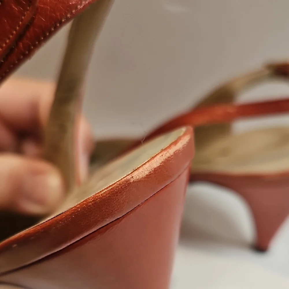 Salvatore Ferragamo Women's Rust Slingback Heels Size 7.5 AA - Picture 9 of 12